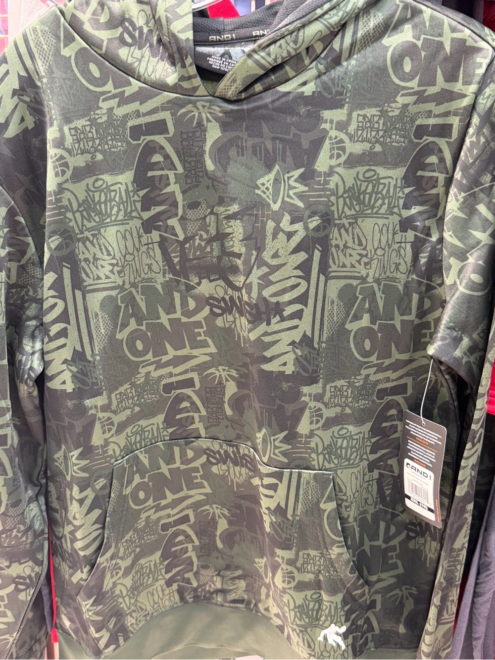 And1 Olive Green Graphic Crewneck Hoodie